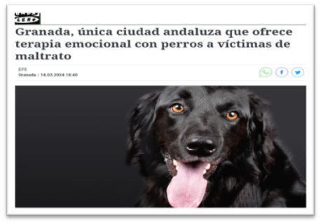 noticia caninoterapia/víctimas de maltrato